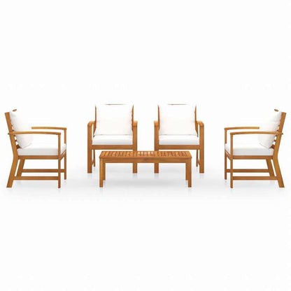 vidaXL ガーデンラウンジ5点セット クッション付き アカシア無垢材家具 アウトドア家具 屋外家具セット(代引不可)