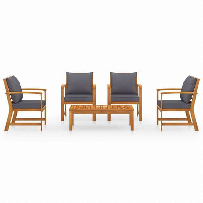 vidaXL ガーデンラウンジ5点セット クッション付き アカシア無垢材家具 アウトドア家具 屋外家具セット(代引不可)