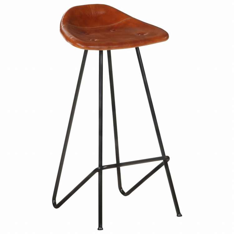 vidaXL バースツール 4点 ブラウン 本山羊革製家具 チェア テーブル