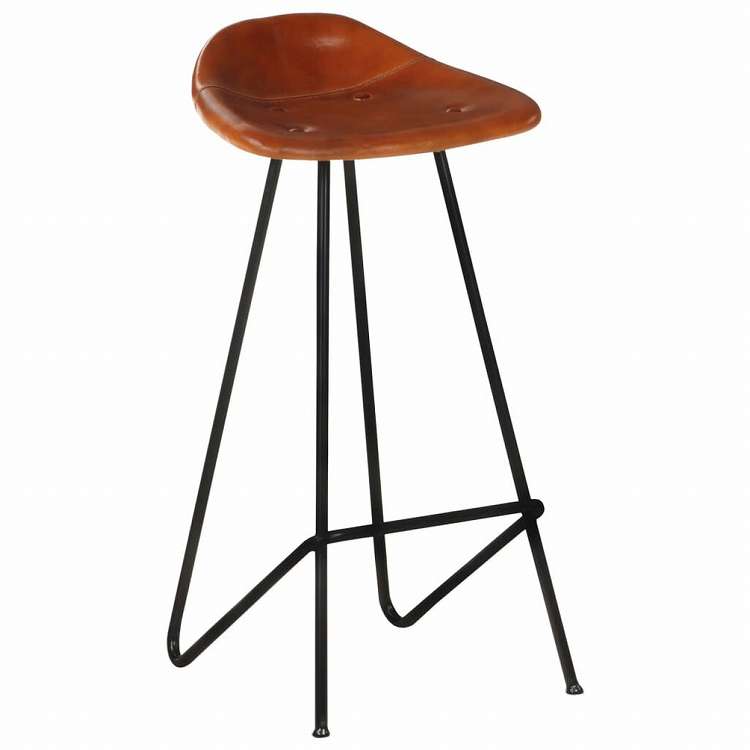 vidaXL バースツール 4点 ブラウン 本山羊革製家具 チェア テーブル・バースツール(代引不可)