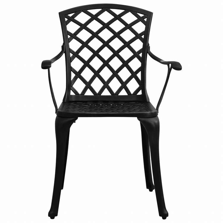 vidaXL ビストロ 3点セット アルミ鋳物 ブラック家具 アウトドア家具 屋外家具セット(代引不可)