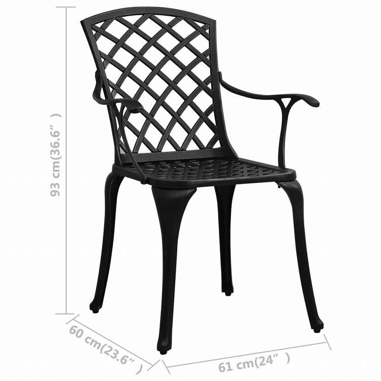 vidaXL ビストロ 3点セット アルミ鋳物 ブラック家具 アウトドア家具 屋外家具セット(代引不可)