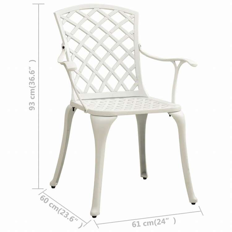 vidaXL ビストロ 3点セット アルミ鋳物 ホワイト家具 アウトドア家具 屋外家具セット(代引不可)