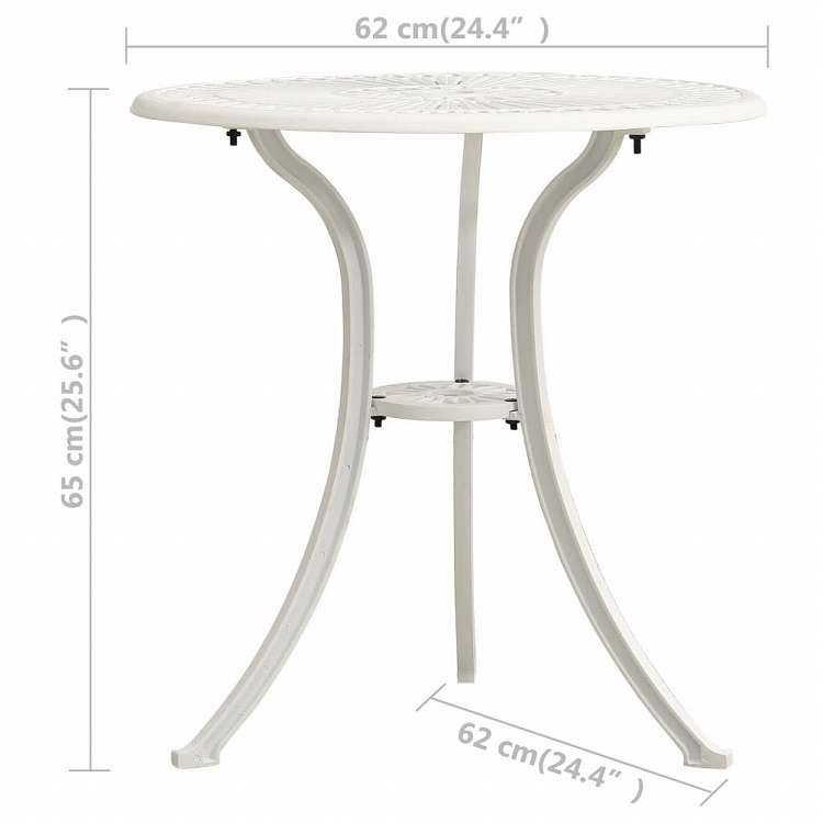 vidaXL ビストロ 3点セット アルミ鋳物 ホワイト家具 アウトドア家具 屋外家具セット(代引不可)