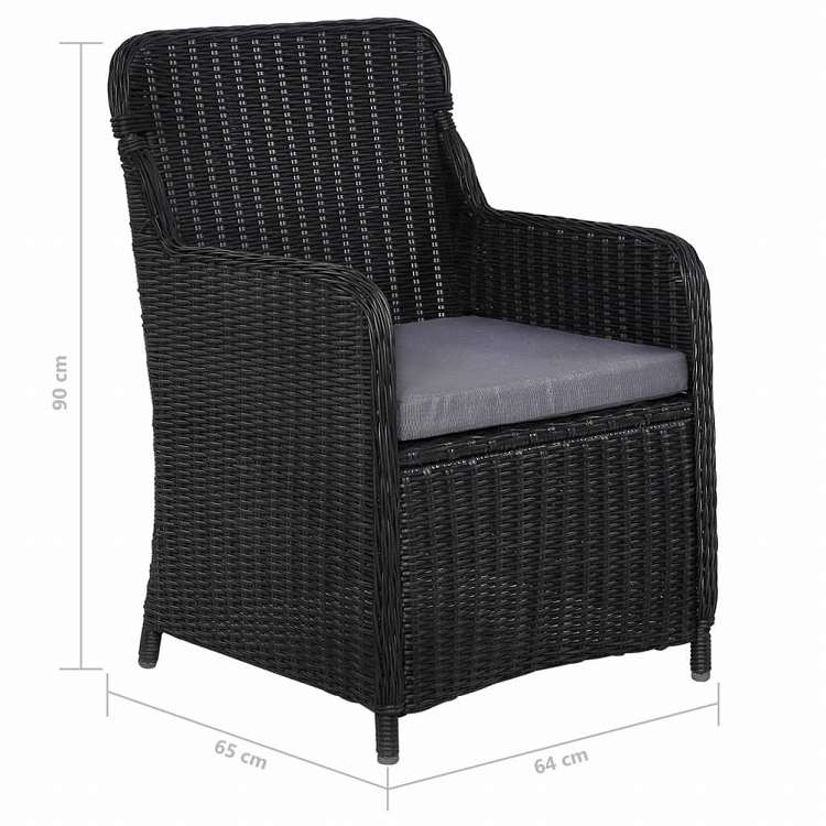 vidaXL ガーデンダイニング9点セット ポリラタン製 ブラック家具 アウトドア家具 屋外家具セット(代引不可)