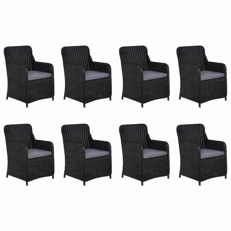 vidaXL ガーデンダイニング9点セット ポリラタン製 ブラック家具 アウトドア家具 屋外家具セット(代引不可)