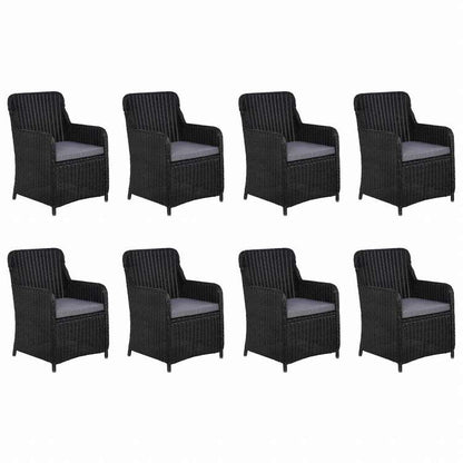 vidaXL ガーデンダイニング9点セット ポリラタン製 ブラック家具 アウトドア家具 屋外家具セット(代引不可)