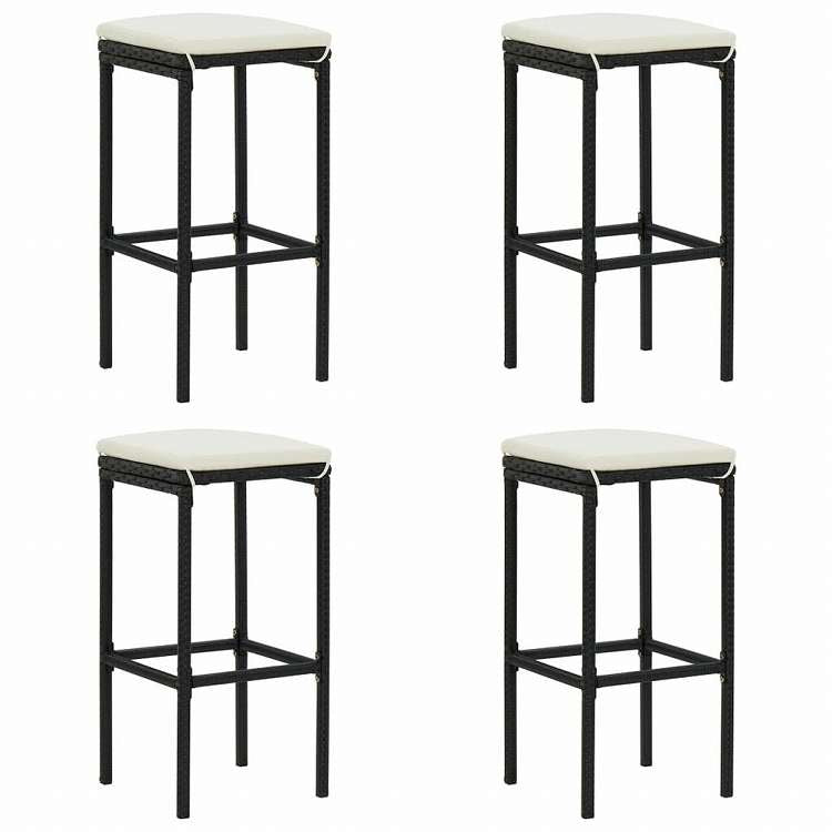 vidaXL ガーデンバー5点セット クッション付き ポリラタン製 ブラック家具 アウトドア家具 屋外家具セット(代引不可)