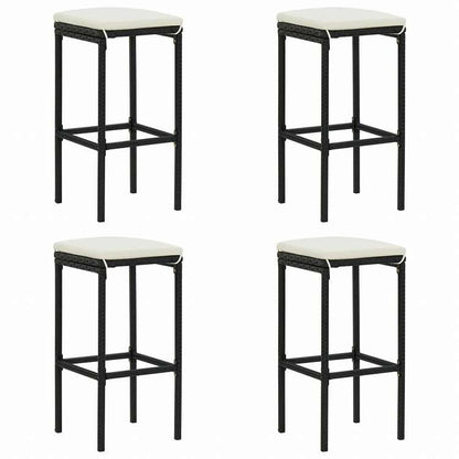 vidaXL ガーデンバー5点セット クッション付き ポリラタン製 ブラック家具 アウトドア家具 屋外家具セット(代引不可)