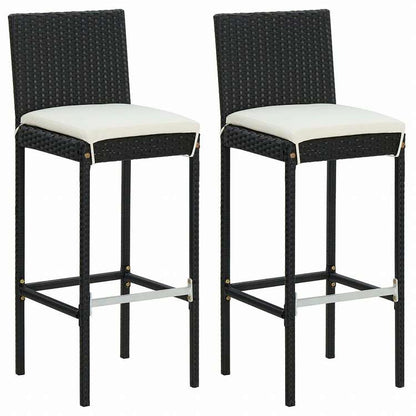 vidaXL ガーデンバー3点セット クッション付き ポリラタン製 ブラック (313435+313463)家具 アウトドア家具 屋外家具セット(代引不可)