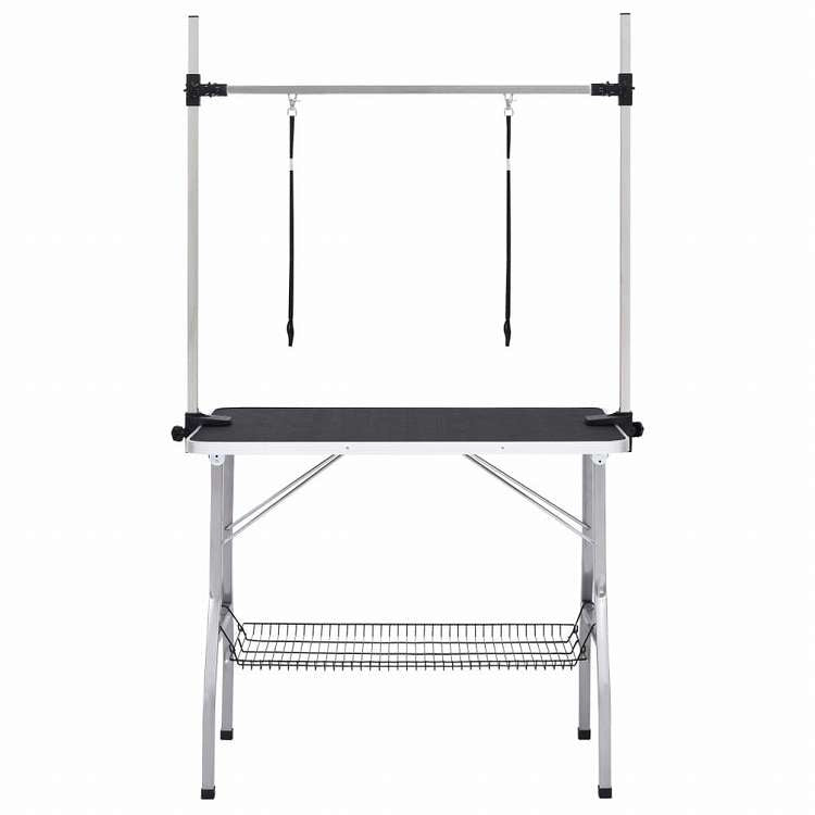 vidaXL 犬用トリミングテーブル 調整可能 ループ2点&バスケット付き動物&ペット用品 ペット用品 ペットケア用品(代引不可)