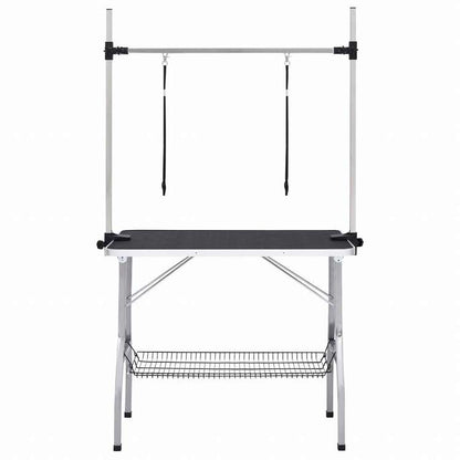 vidaXL 犬用トリミングテーブル 調整可能 ループ2点&バスケット付き動物&ペット用品 ペット用品 ペットケア用品(代引不可)