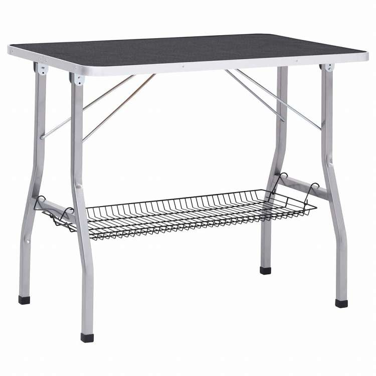 vidaXL 犬用トリミングテーブル 調整可能 ループ2点&バスケット付き動物&ペット用品 ペット用品 ペットケア用品(代引不可)