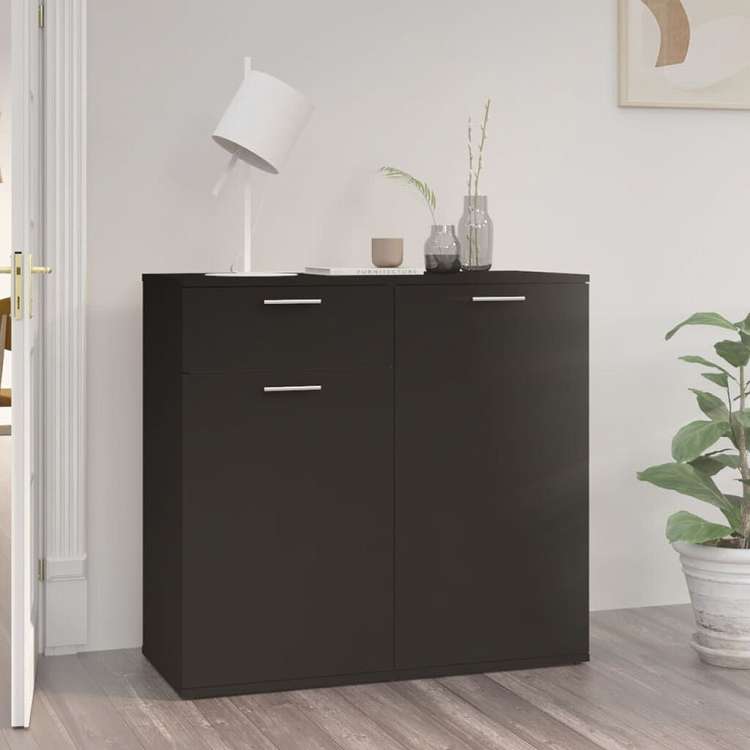 vidaXL サイドボード ブラック 80x36x75cm エンジニアリングウッド家具 キャビネット&収納 サイドボード(代引不可)