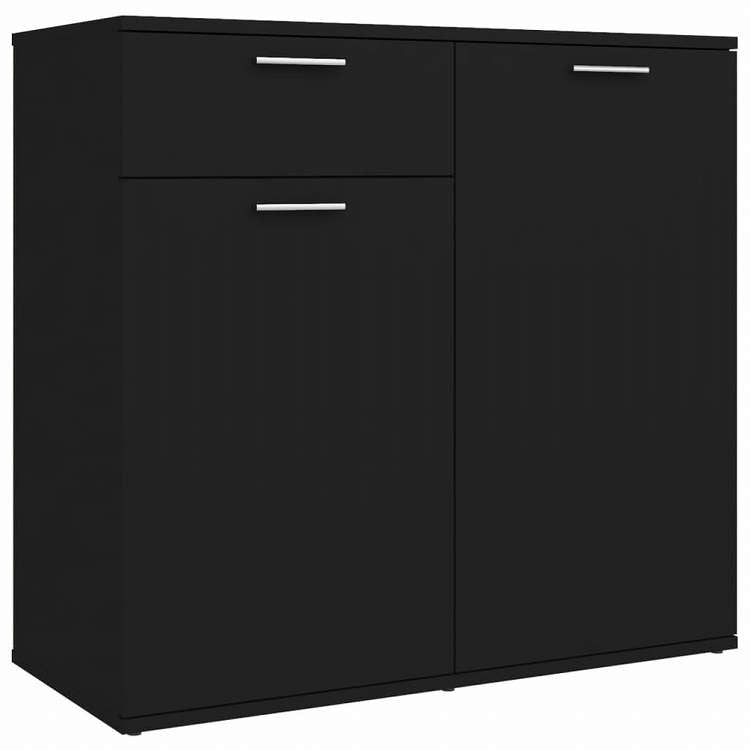 vidaXL サイドボード ブラック 80x36x75cm エンジニアリングウッド家具 キャビネット&収納 サイドボード(代引不可)