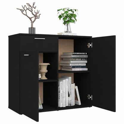 vidaXL サイドボード ブラック 80x36x75cm エンジニアリングウッド家具 キャビネット&収納 サイドボード(代引不可)