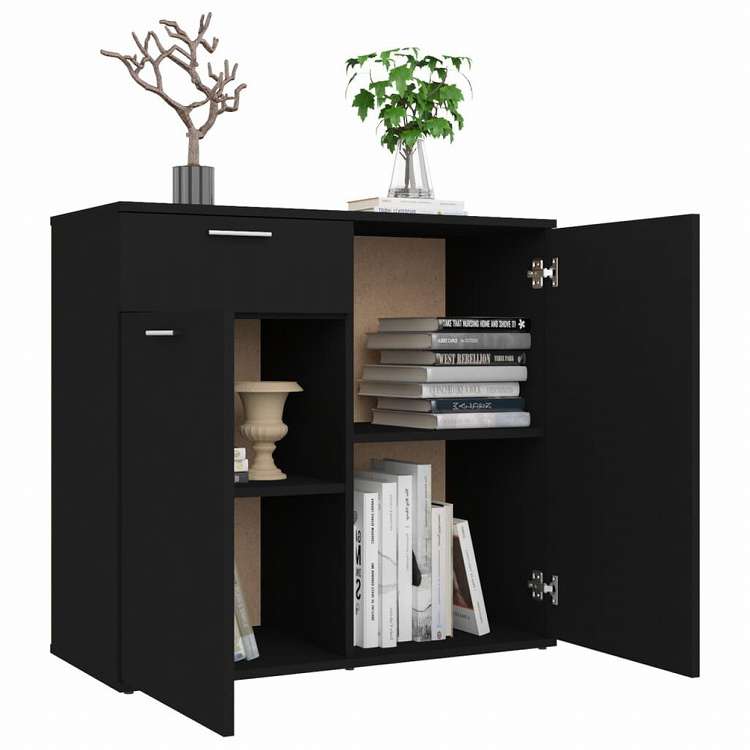 vidaXL サイドボード ブラック 80x36x75cm エンジニアリングウッド家具 キャビネット&収納 サイドボード(代引不可)