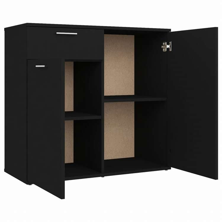vidaXL サイドボード ブラック 80x36x75cm エンジニアリングウッド家具 キャビネット&収納 サイドボード(代引不可)