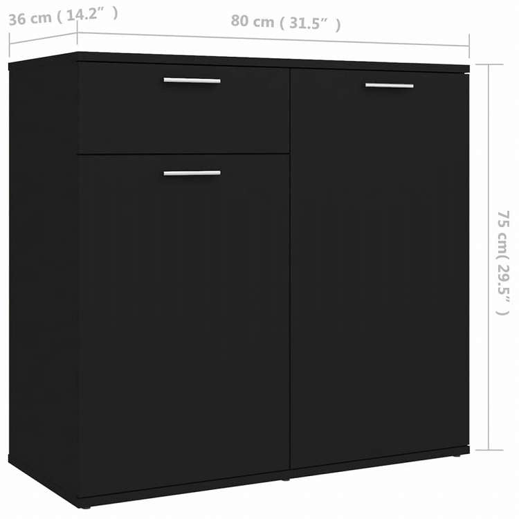 vidaXL サイドボード ブラック 80x36x75cm エンジニアリングウッド家具 キャビネット&収納 サイドボード(代引不可)
