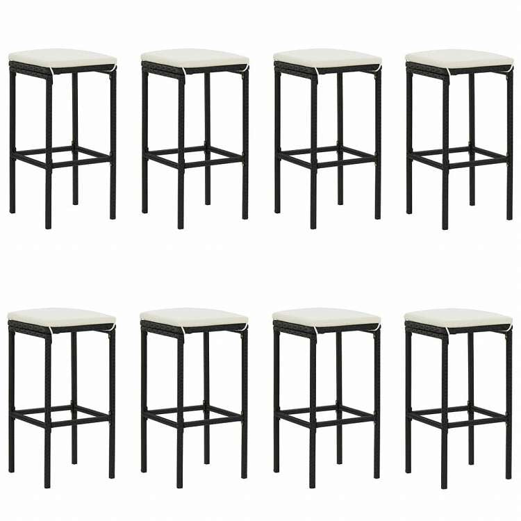 vidaXL ガーデンバーセット 9点 クッション付き ブラック家具 アウトドア家具 屋外家具セット(代引不可)