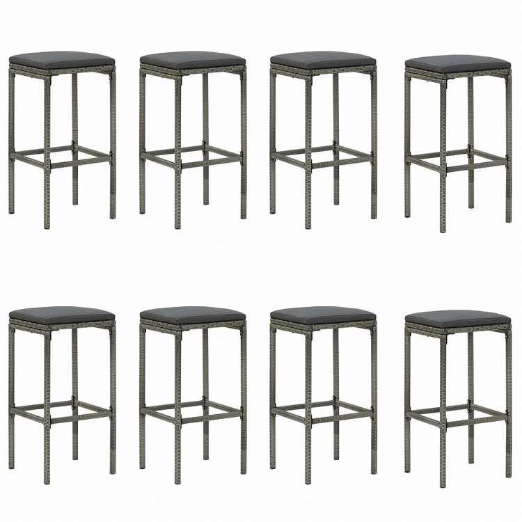 vidaXL ガーデンバー9点セット クッション付 グレー家具 アウトドア家具 屋外家具セット(代引不可)