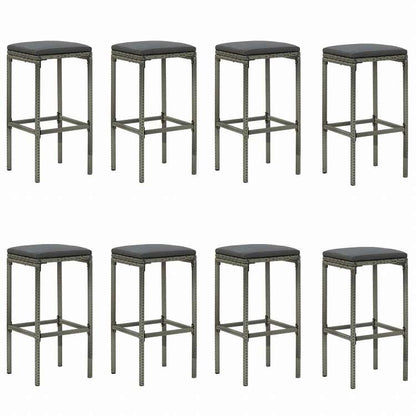 vidaXL ガーデンバー9点セット クッション付 グレー家具 アウトドア家具 屋外家具セット(代引不可)