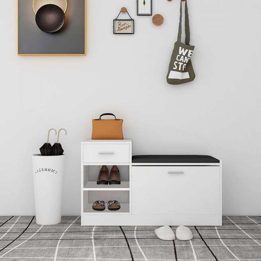 vidaXL シューズベンチ ホワイト 94.5x31x57cm エンジニアリングウッドホーム&ガーデン 家事用品 収納&オーガナイザー 衣類・ワードローブ収納 シューズラック・整理収納(代引不可)