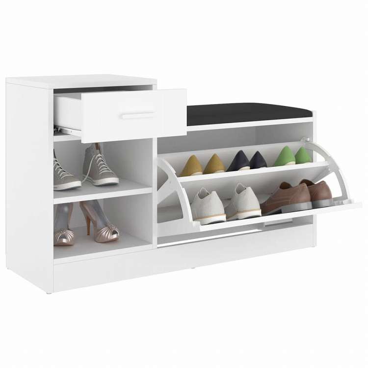 vidaXL シューズベンチ ホワイト 94.5x31x57cm エンジニアリングウッドホーム&ガーデン 家事用品 収納&オーガナイザー 衣類・ワードローブ収納 シューズラック・整理収納(代引不可)
