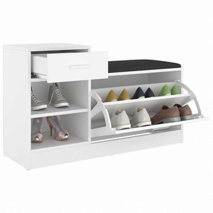 vidaXL シューズベンチ ホワイト 94.5x31x57cm エンジニアリングウッドホーム&ガーデン 家事用品 収納&オーガナイザー 衣類・ワードローブ収納 シューズラック・整理収納(代引不可)