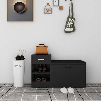 vidaXL シューズベンチ ブラック 94.5x31x57cm エンジニアリングウッドホーム&ガーデン 家事用品 収納&オーガナイザー 衣類・ワードローブ収納 シューズラック・整理収納(代引不可)