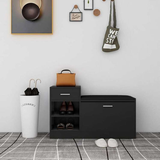 vidaXL シューズベンチ ブラック 94.5x31x57cm エンジニアリングウッドホーム&ガーデン 家事用品 収納&オーガナイザー 衣類・ワードローブ収納 シューズラック・整理収納(代引不可)