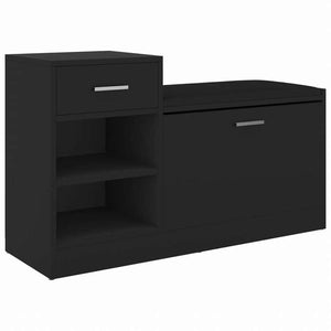 vidaXL シューズベンチ ブラック 94.5x31x57cm エンジニアリングウッドホーム&ガーデン 家事用品 収納&オーガナイザー 衣類・ワードローブ収納 シューズラック・整理収納(代引不可)
