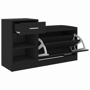 vidaXL シューズベンチ ブラック 94.5x31x57cm エンジニアリングウッドホーム&ガーデン 家事用品 収納&オーガナイザー 衣類・ワードローブ収納 シューズラック・整理収納(代引不可)