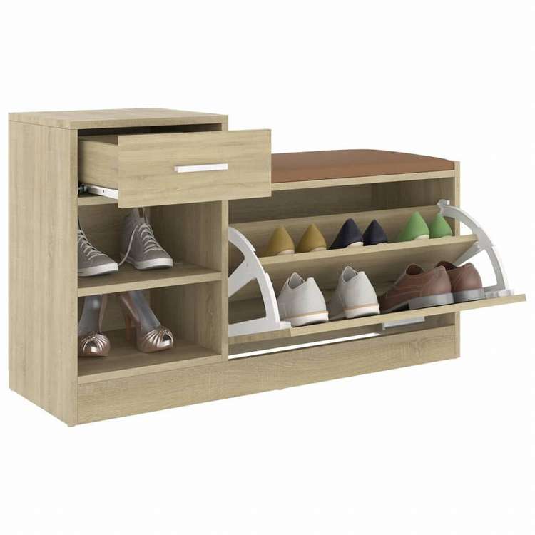 vidaXL シューズベンチ ソノマオーク 94.5x31x57cm エンジニアリングウッドホーム&ガーデン 家事用品 収納&オーガナイザー 衣類・ワードローブ収納 シューズラック・整理収納(代引不可)