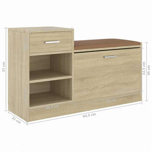 vidaXL シューズベンチ ソノマオーク 94.5x31x57cm エンジニアリングウッドホーム&ガーデン 家事用品 収納&オーガナイザー 衣類・ワードローブ収納 シューズラック・整理収納(代引不可)
