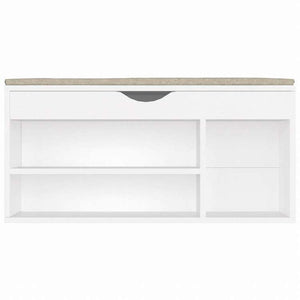 vidaXL シューズベンチ クッション付き ホワイト 104x30x49 cm エンジニアリングウッドホーム&ガーデン 家事用品 収納&オーガナイザー 衣類・ワードローブ収納 シューズラック・整理収納(代引不可)