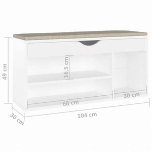 vidaXL シューズベンチ クッション付き ホワイト 104x30x49 cm エンジニアリングウッドホーム&ガーデン 家事用品 収納&オーガナイザー 衣類・ワードローブ収納 シューズラック・整理収納(代引不可)