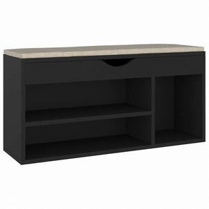 vidaXL シューズベンチ クッション付き ブラック 104x30x49cm エンジニアリングウッドホーム&ガーデン 家事用品 収納&オーガナイザー 衣類・ワードローブ収納 シューズラック・整理収納(代引不可)
