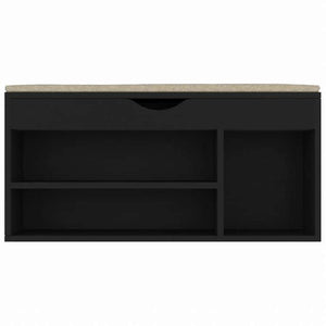 vidaXL シューズベンチ クッション付き ブラック 104x30x49cm エンジニアリングウッドホーム&ガーデン 家事用品 収納&オーガナイザー 衣類・ワードローブ収納 シューズラック・整理収納(代引不可)