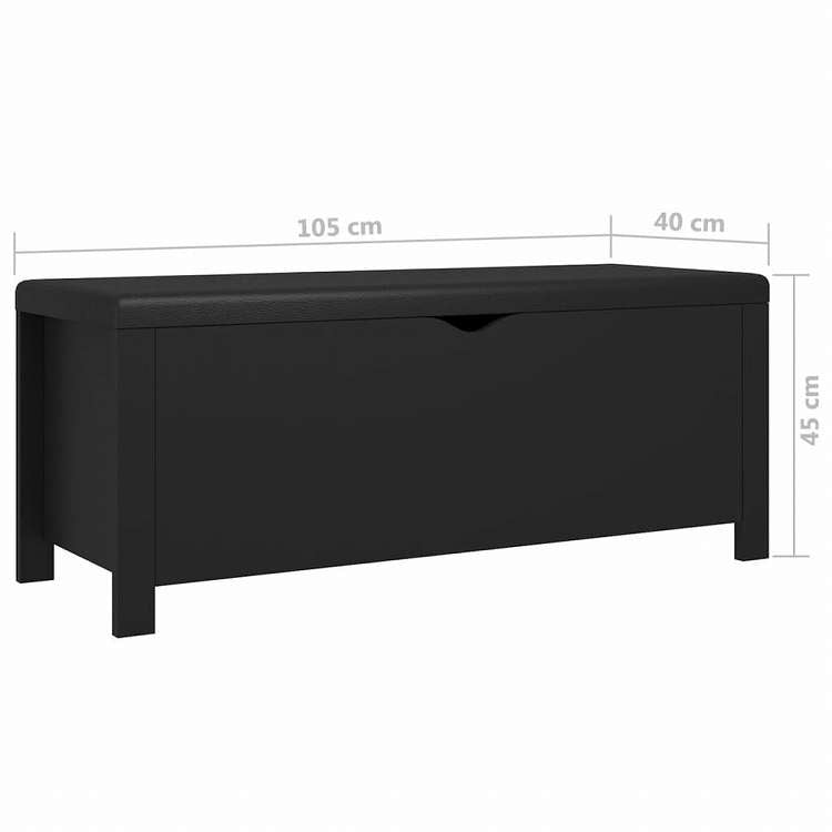 vidaXL シューズボックス クッション付き ブラック 104x40x45cm エンジニアリングウッド家具 キャビネット&収納 収納チェスト(代引不可)
