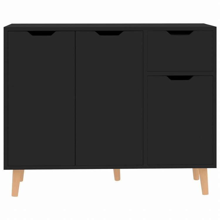 vidaXL サイドボード ブラック 90x30x72cm エンジニアリングウッド家具 キャビネット&収納 サイドボード(代引不可)