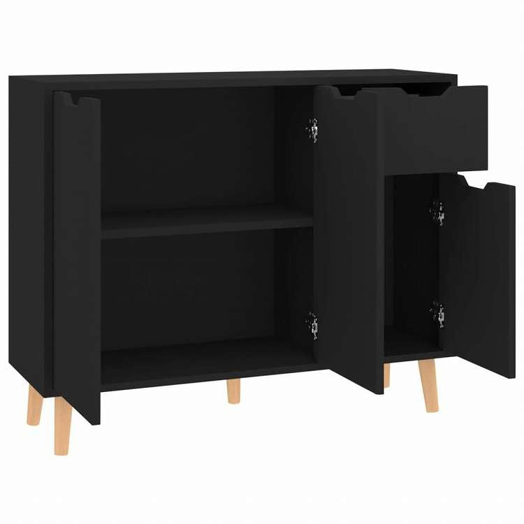 vidaXL サイドボード ブラック 90x30x72cm エンジニアリングウッド家具 キャビネット&収納 サイドボード(代引不可)