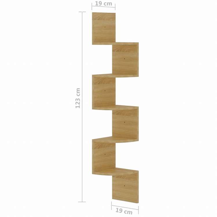 vidaXL ウォールコーナーシェルフ オーク 19x19x123cm エンジニアリングウッド家具 棚 壁面収納棚・壁面ラック(代引不可)