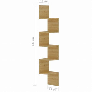 vidaXL ウォールコーナーシェルフ オーク 19x19x123cm エンジニアリングウッド家具 棚 壁面収納棚・壁面ラック(代引不可)