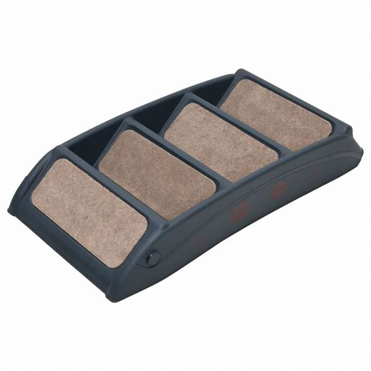 vidaXL 4段 折りたたみ犬用階段 ダークグレー動物&ペット用品 ペット用品 ペットステップ・スロープ(代引不可)