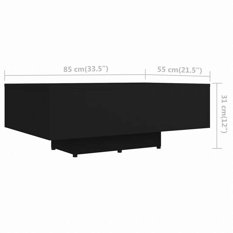 vidaXL コーヒーテーブル ブラック 85x55x31 cm エンジニアリングウッド家具 テーブル アクセントテーブル コーヒーテーブル(代引不可)