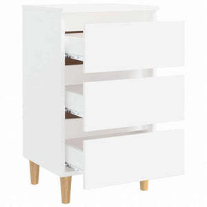 vidaXL ベッドキャビネット 無垢材脚付き ホワイト 40x35x69 cm家具 テーブル ベッドサイドテーブル(代引不可)