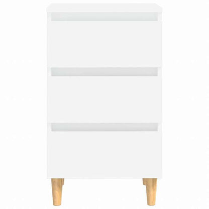 vidaXL ベッドキャビネット 無垢材脚付き ホワイト 40x35x69 cm家具 テーブル ベッドサイドテーブル(代引不可)
