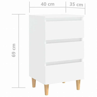 vidaXL ベッドキャビネット 無垢材脚付き ホワイト 40x35x69 cm家具 テーブル ベッドサイドテーブル(代引不可)