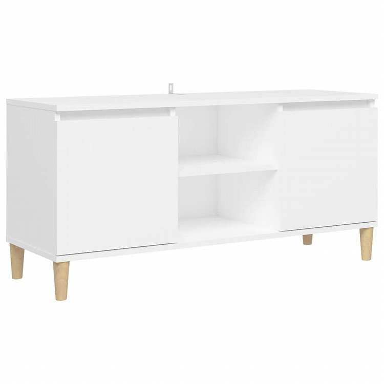 vidaXL TVキャビネット 無垢材脚付き ホワイト 103.5x35x50 cm家具 AVラック・テレビ台(代引不可)